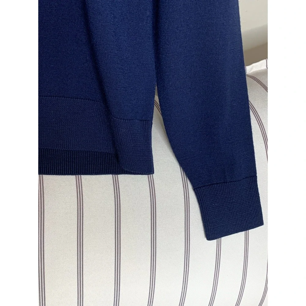 Dunning Golf Merino Wool Sweater Mens M‎ Blue V-Neck Pullover Logo Classic Fit